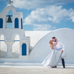 Piekne zdjęcie ślubne na Santorini